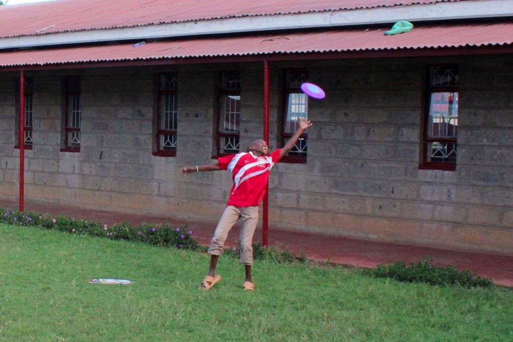 Playing frisbee